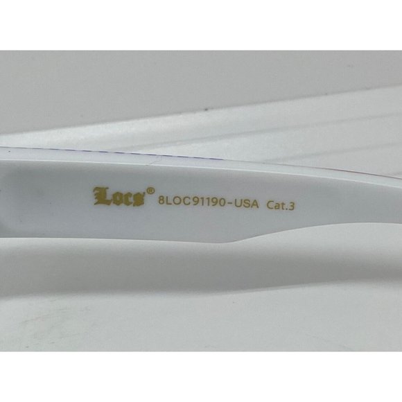 LOCS Hardcore Gangster Sunglasses Lowrider Biker White Yellow American Flag NEW - Picture 3 of 5